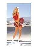 Naughty School Girl! Pleated Mini Skirt In Plaid Cotton and Red Mesh Cami Top Sizes Small/Medium, Medium/Large, 1X2X or 3X4X in Red Plaid