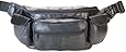 New Large Genuine Leather Waist Bag Fanny Pack with Two Cell Phone Pockets and Six Exterior Pockets