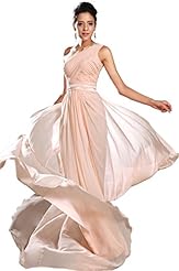 Pleated One Shoulder Chiffon Evening Dress 