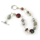 Amorous Elegance Bracelet - Sterling Silver, Jasper, Swarovski, 7.25