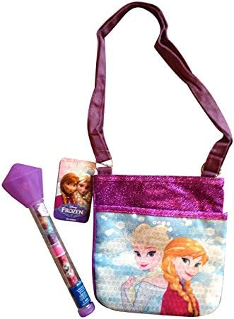 Anna & Elsa Frozen Cross Body Sequined Purple Purse Set with Light Up Wand & Chapstick