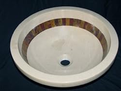 Stunning Italian Verona Marble Bathroom Sink Above Counter or Drop-in with Multi Red Onyx Mosaic Inlay - Gorgeous Product