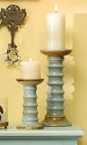 Ceramic Candle Holders Set of 2, Aqua