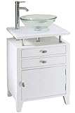 Moderna Wood door Sink Cabinet With Glass Basin, GLASS BASIN/WD, WHITE GRN WHITE