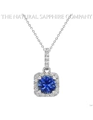 0.45ct. Natural Untreated Blue Sapphire Pendant with 18 Diamonds 0.15ct. total.