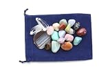 1/2 Pound of Tumbled Stones Crystal Points and Agate Slices in Velvet a Bag