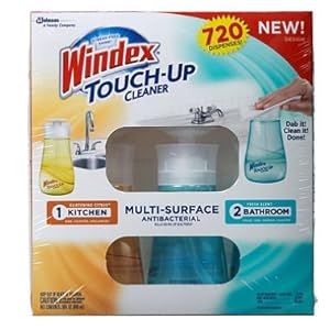 Windex Touch Up 3 Pack Antibacterial Multi-Surface Cleaner. 2 Bathroom and 1-Kitchen