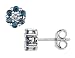 Blue & White Diamond 1/2 Carat (ctw) Ice Flowers Stud Earrings 14K White Gold