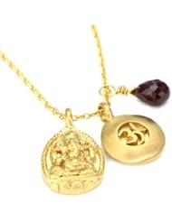 Satya Jewelry Red Garnet Triple Pendant Necklace