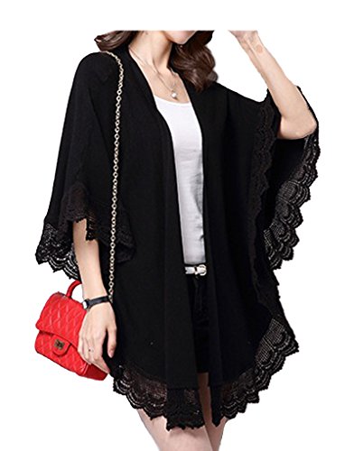 ナナコレクション Nana_Collection 秋 春 カーディガン ニット 七分袖 レディース レース 薄手 袖付き ストール ショール エレガント