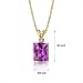 14 Karat Yellow Gold 5.50 carats Radiant Checkerboard Cut Pink Sapphire Diamond Pendant image 1