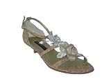 BEVERLY FELDMAN Tianna Beaded Cork Shoes in Gold
