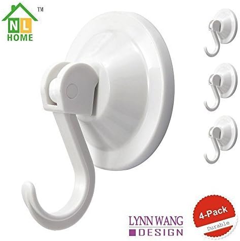 4-Pack Power Lock Suction Cup Hooks, White, by NL Home by NL Home