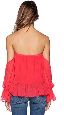 Miaoyifashion Women's Flare Sleeve Off Shoulder Strapless Chiffon Crop Top