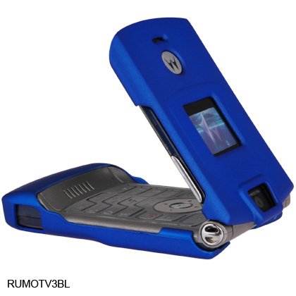 Motorola Razr V3 V3c V3m Blue Rubberize Crystal Case Cover with Removable Ratcheting and Fixed Belt Clip