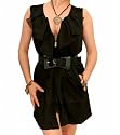 Blue Banana Black Zip Up Ruffle Mini Dress