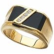 14Kt Yellow Gold Black Onyx Gemstone and Diamond Ring