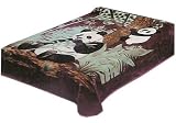 Solaron Queen Panda Korean Mink Blanket - Green Borders