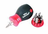 Wiha 38043 Stubby Screwdriver With Six-In-One Insert Bits, Slot and Phillips