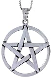 Sterling Silver Oxidized Pentagram Pendant, 1 1/4 (32mm) tall