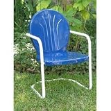 Retro Metal Lawn Chair - Blue (Blue) (35 H x 22 W x 21 D)