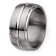 Grooved Ridged Edge Brushed & Polished Titanium Ring (10.0 mm) - Sizes 8-12