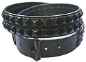 PUNK/ROCK/EMO Black Double Row Pyramid Studded Leather Belt with Black Studs ON SALE THIS WEEK ONLY