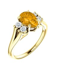 18K Yellow Gold 9.00x6.00mm Pear Cut Citrine and Diamond Ring -- LIFETIME WARRANTY