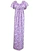 Womans Kaftan Designer Purple Floral Printed Long Maxi Knit Gown Dress Nighty Large