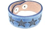 Genuine Leather Retro Faded Blue Fashion Bracelet with Star Designs