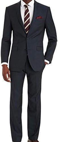 AMORSTORE Men's Slim Fit Petrol Blue Twill Suits with Pants