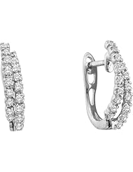 14KT White Gold 0.25 CTW Round Diamond Ladies Fashion Hoops Earrings