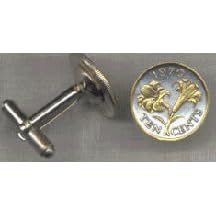 Bermuda 10 Cent �Lily� Two Tone Coin Cuff Links - 1 Pair