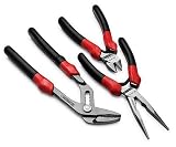 Facom 76013 3 Piece 6-1/3-Inch Piano Wire, 7-3/4-Inch Long Nose, and 10-Inch Multi Grip Ergonomic Plier Set