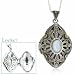 Sterling Silver Diamond Shaped Genuine Marcasite Mother of Pearl Locket