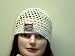 Cp157, Hand Crocheted White Color Gimp Skull Cap for Men, Women and Teens Trimmed with Metallic American Flag with Latch