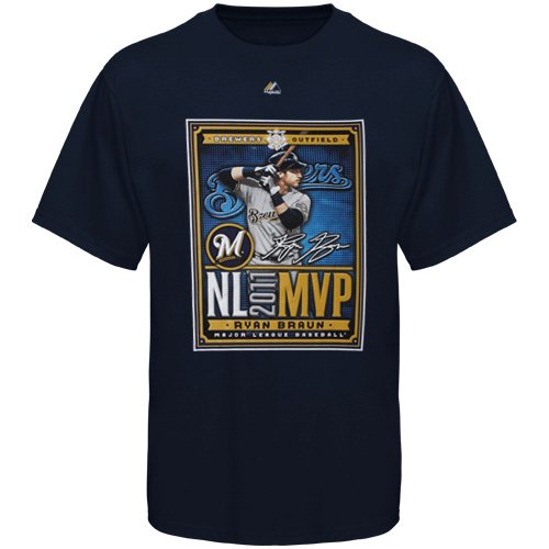 Majestic Ryan Braun of the Milwaukee Brewers 2011 NL MVP Official Shirt Medium