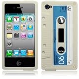 Slabo Silikon Schutzh�lle H�lle Case f�r Apple iPhone 4 - "Retro Kassette | Casette" - WEISS | BLAUvon "Slabo"