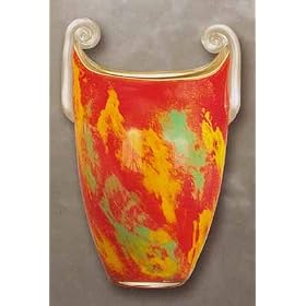 Orange Burst Oval Handle Vase
