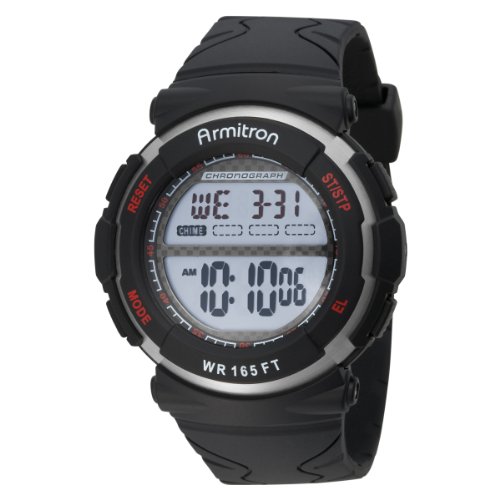 Armitron Men's 408132BLK Chronograph Black Strap Digital Display Sport Watch