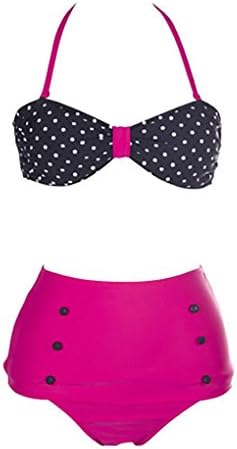 Women High Waist Bikini Swimsuit Push-up Strip Polkadot Swimwear