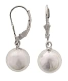 Sterling Silver Dangle Ball Earrings, 10mm