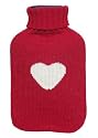 New Red with White Love Heart Knitted Hot Bottle