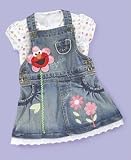 Nannette Little Girl Elmo Denim Jumper Set
