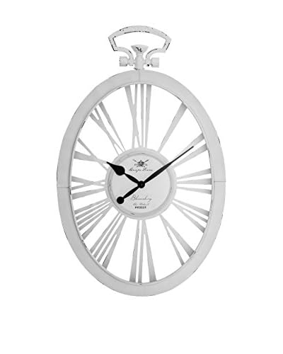 Metal Loft Orologio Da Parete Skeleton Bianco