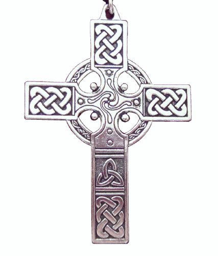 Very Large Pewter Celtic Cross Necklace Renaissance Pendant Christian Jewelry for Men and Women