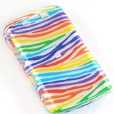 Premium Designer Hard Crystal Snap-on Case for the Blackberry Storm II 9550 (Verizon) - Cool White Rainbow Zebra Print