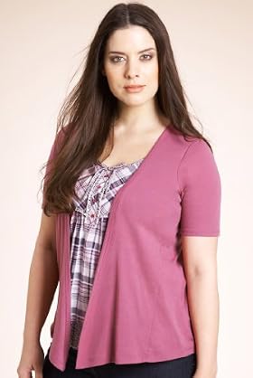 Plus Open Front Plain Jersey Cardigan