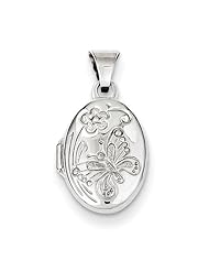 Sterling Silver Butterfly Oval Locket