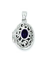 Sterling Silver Amethyst Locket Pendant Jewelry